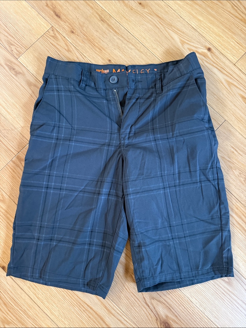 urban pipeline Men's Navy Plaid Flat-Front Shorts